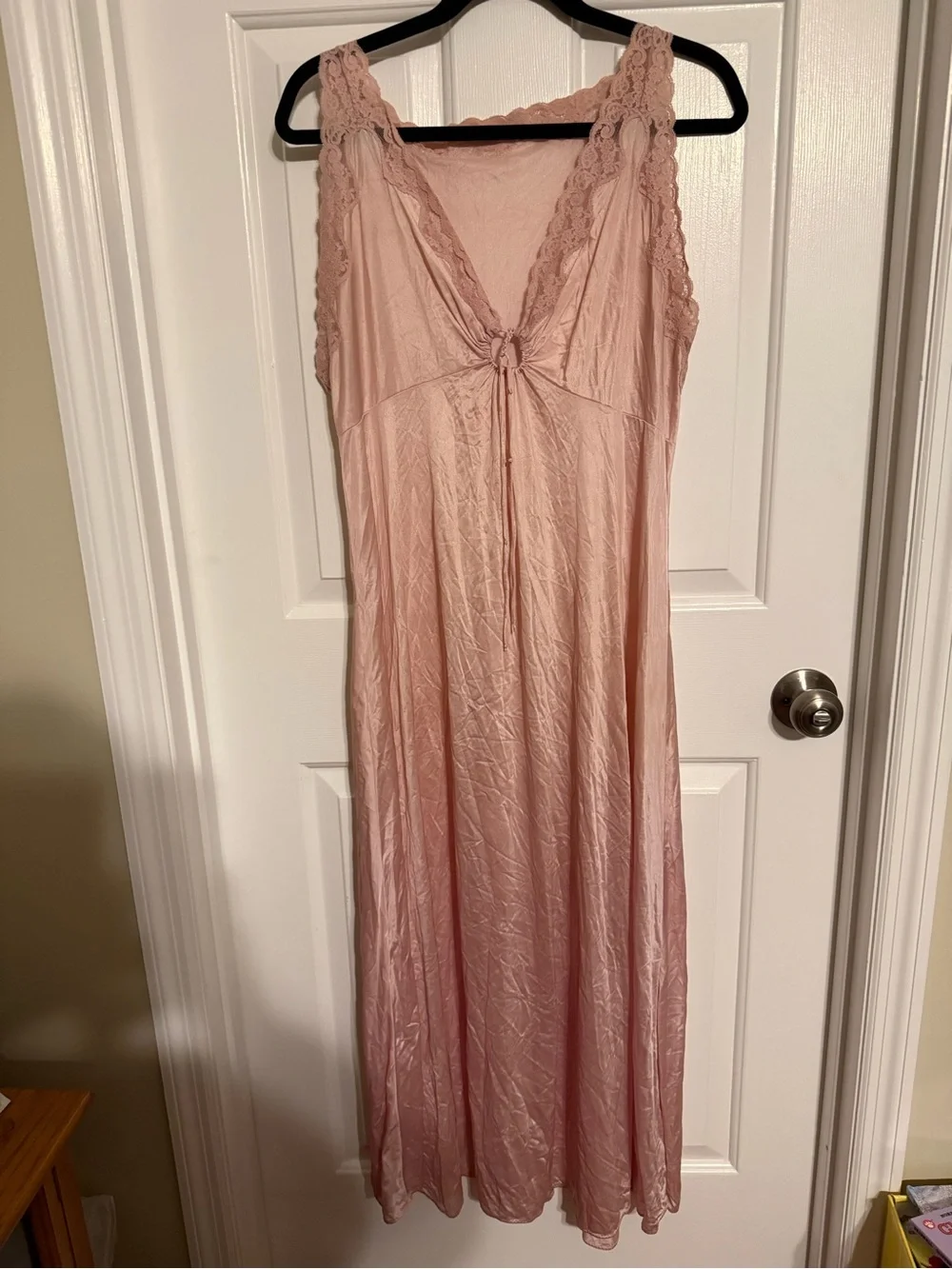 VTG Miss Elaine Lace Nightgown Maxi Dress Pink Empire Waist Coquette